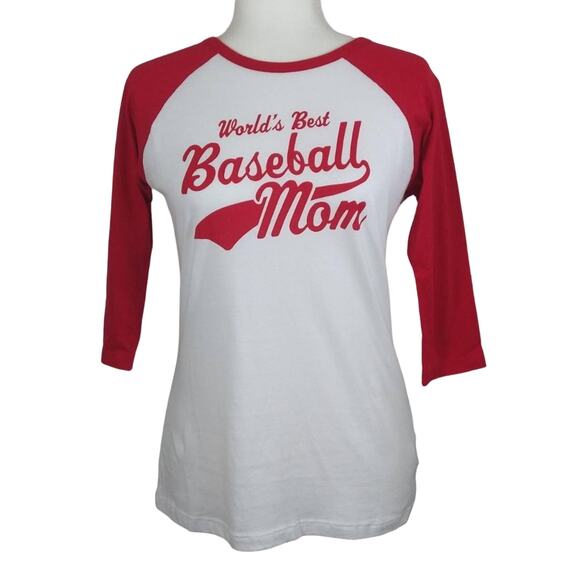 A The Children's Place World's Best Baseball Mom Red White Top Tee Shirt NWT XL - Picture 1 of 3